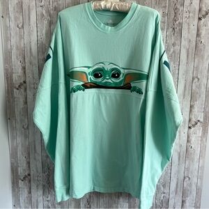 Disney Star Wars Mandalorian Baby Yoda Mint Green Spirit Jersey Long Sleeve XXL